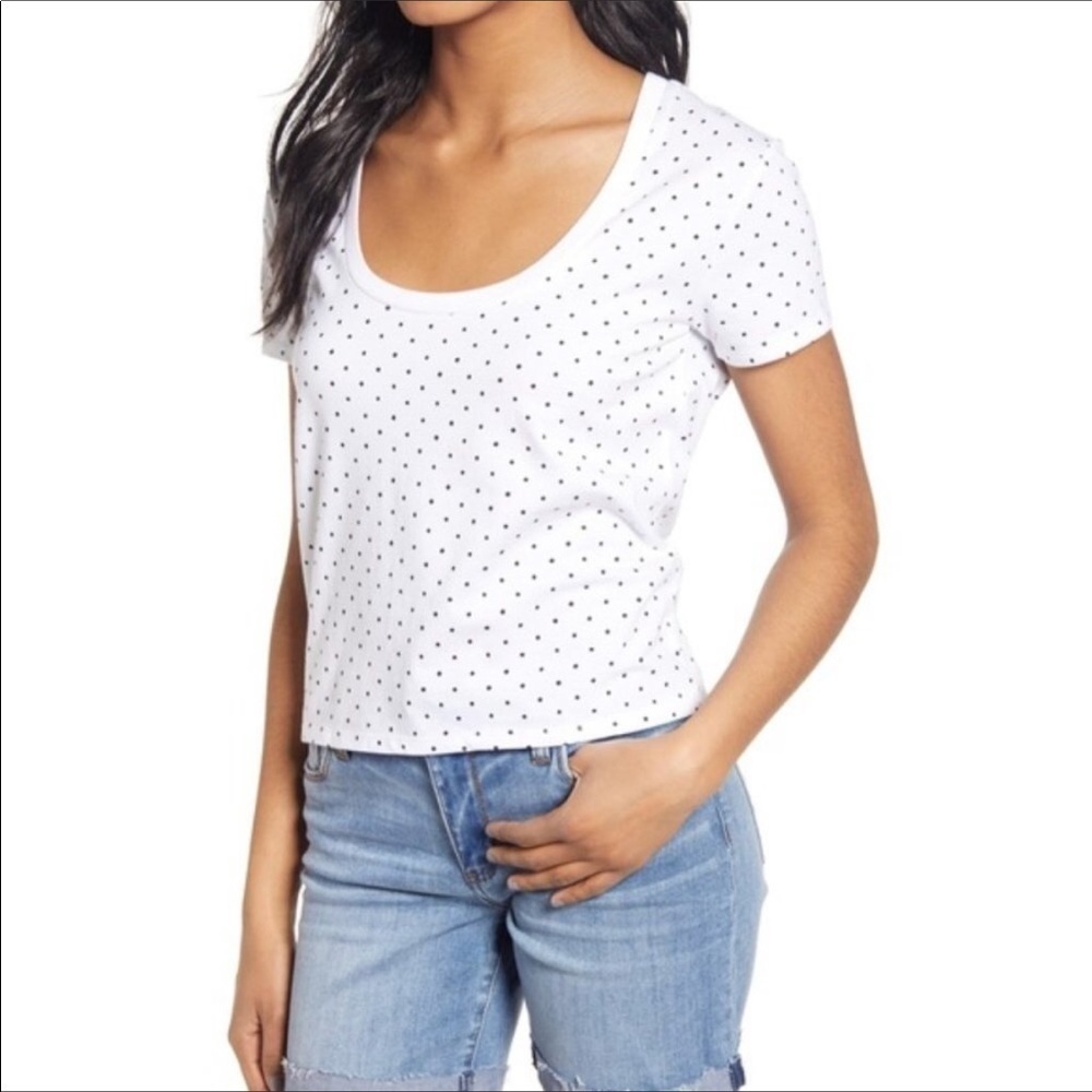 BP polka dot scoop neck cropped tee size XXS NWOT